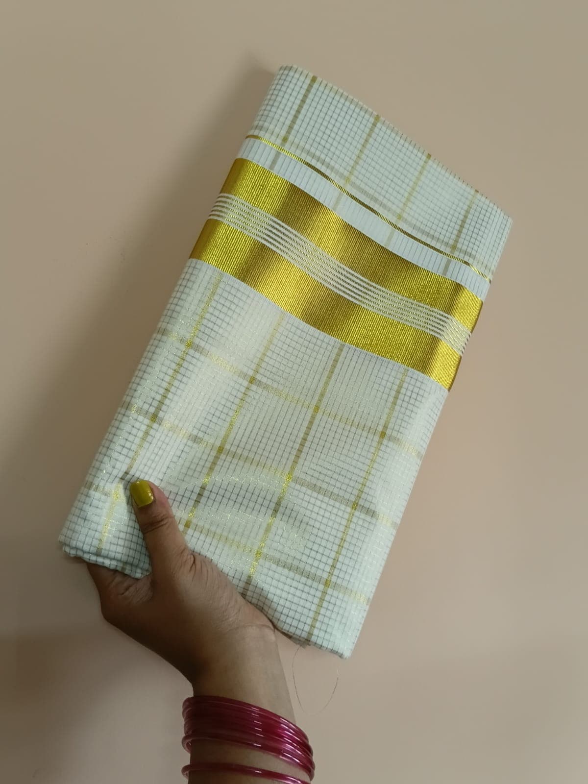 Kerala Kasavu Check Pattern — Kasavu fabric — Sarees — from Kerala — buy online India