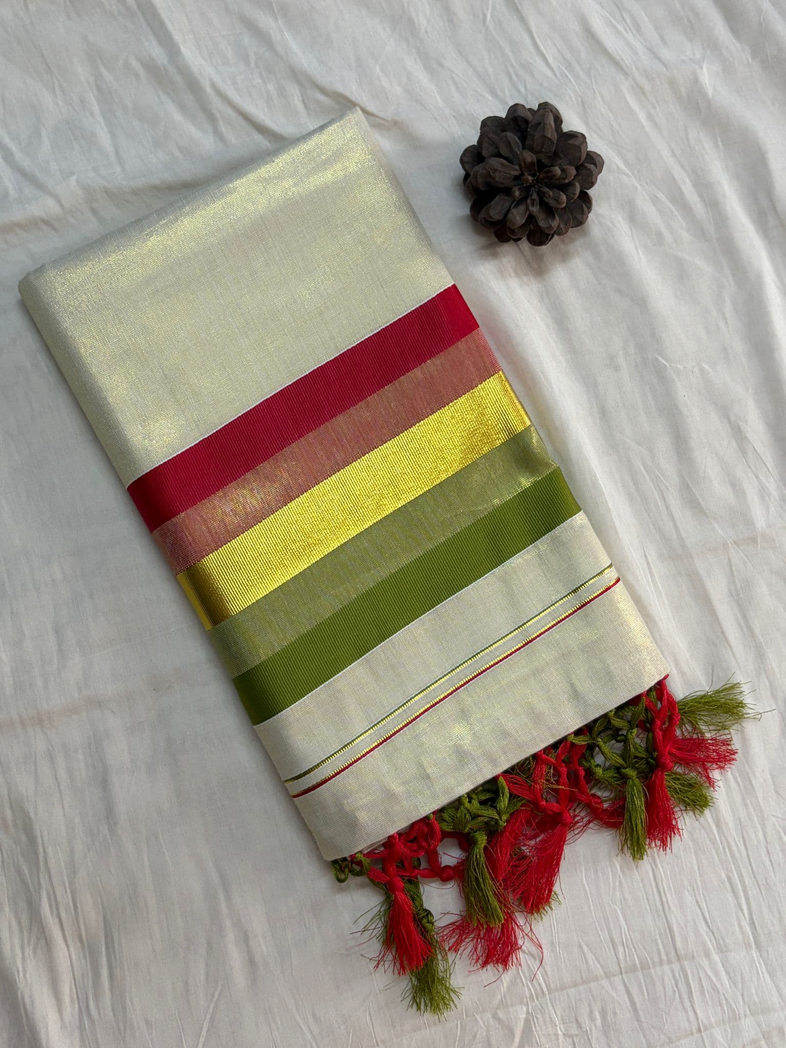 Onam Special - Kerala Tissue Cotton — Tissue Cotton fabric — Sarees — from Kerala — buy online India