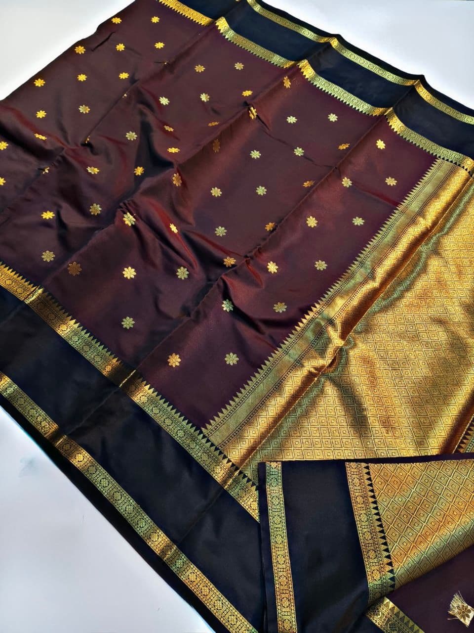 Banarasi Semi Katan Semi Silk Sarees — Silk fabric — Sarees — from Banarasi — buy online India