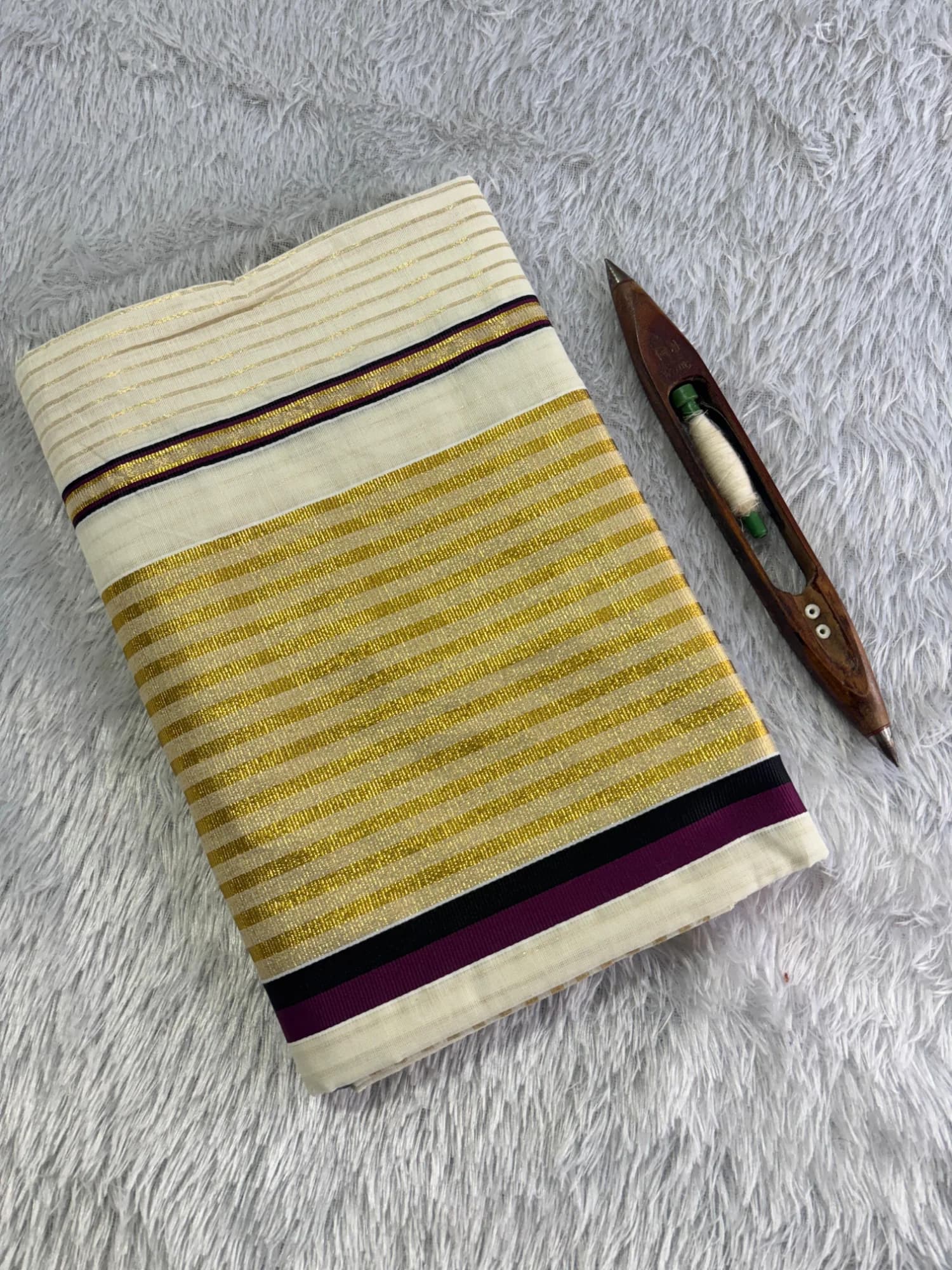 Lines & Checks Border Cotton Saree