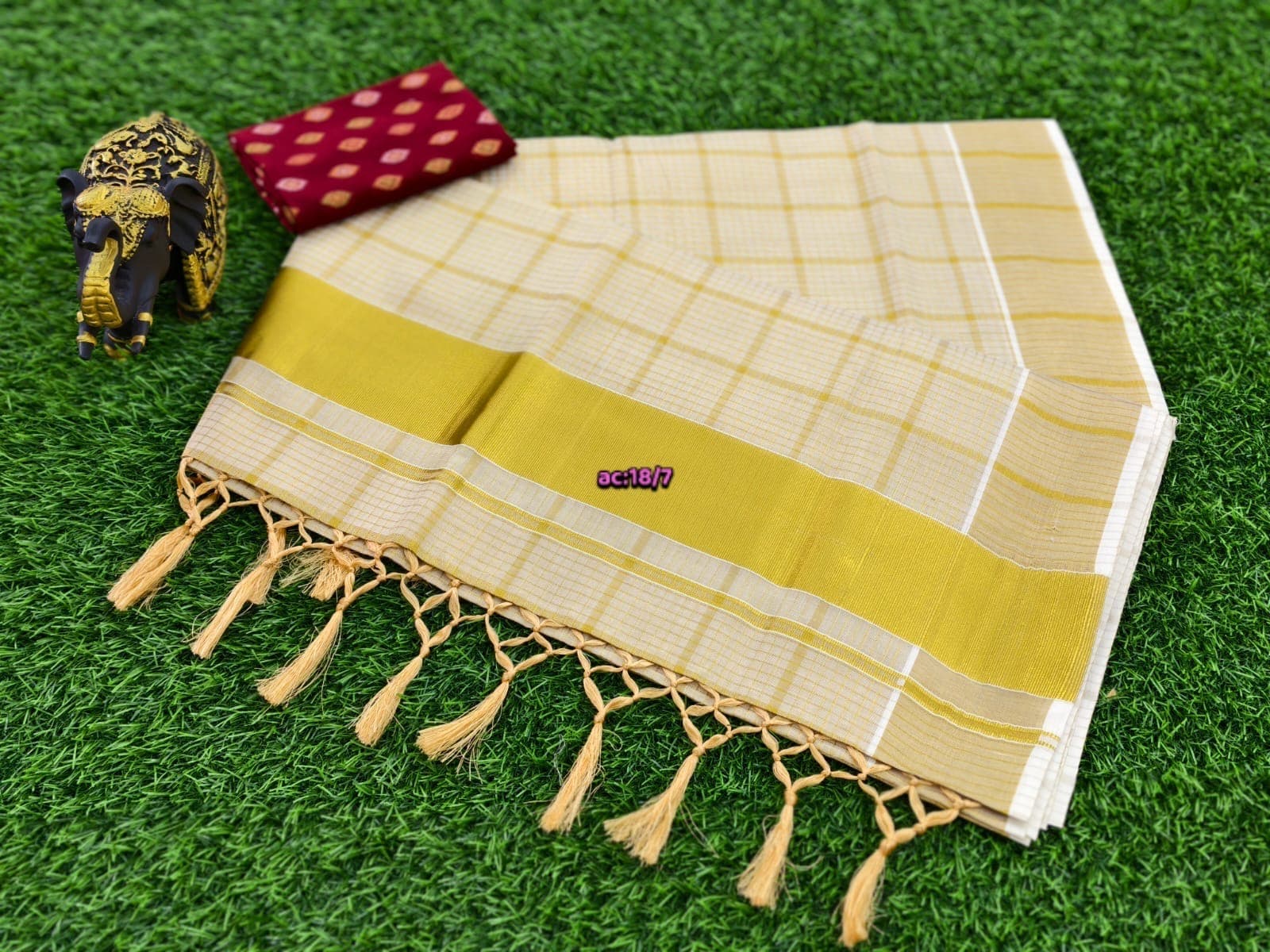Premium Tissue Checked Set Saree